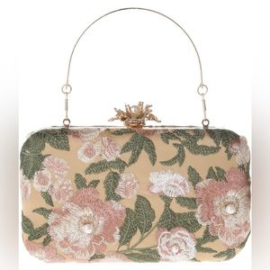 NWT Vintage Floral Embroidery Clutch Evening Handbag, MULTIPLE COLORS AVAILABLE